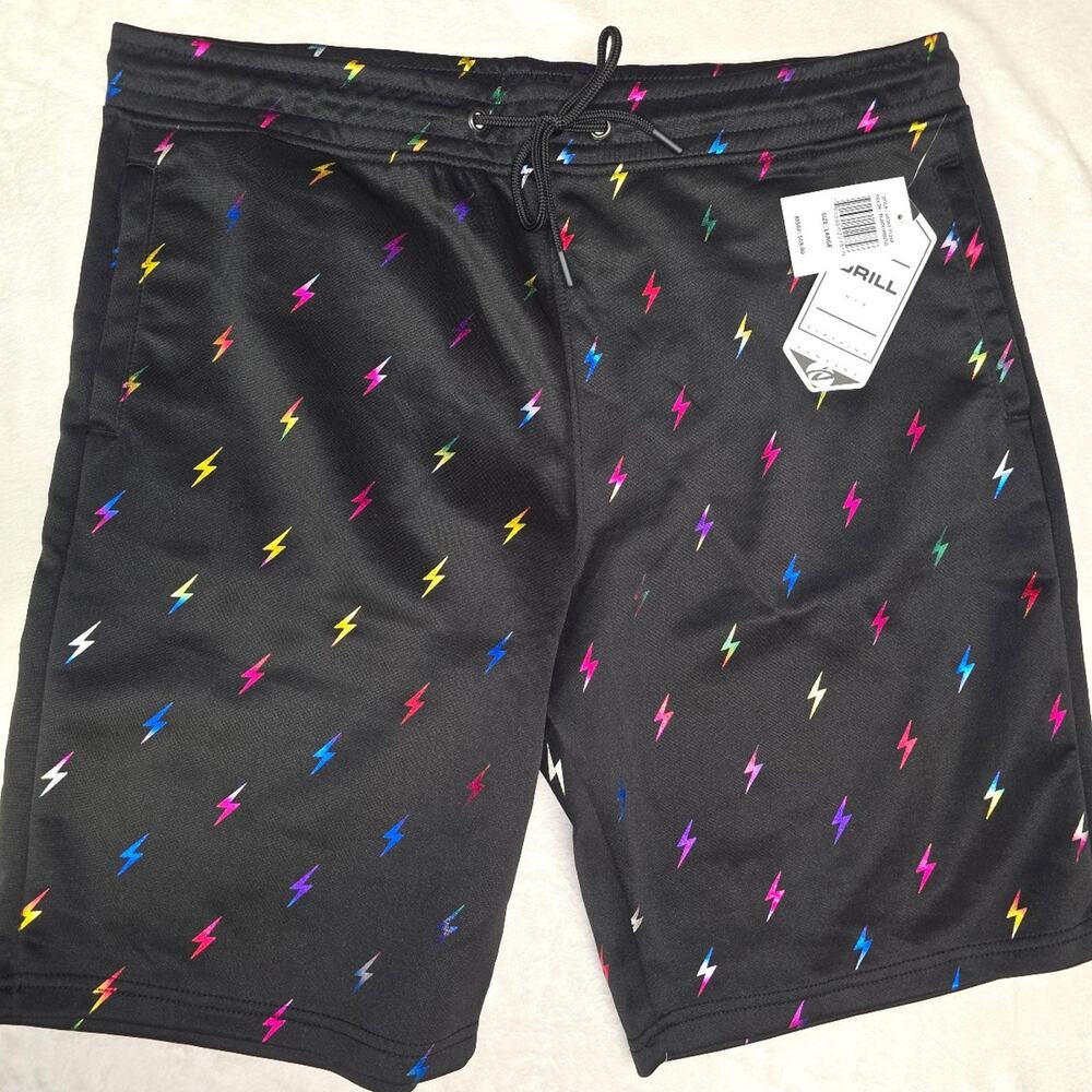 Drill Clothing Co lightning print Shorts sz Large BNWT